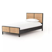 Four Hands Sydney Natural Cane Bed ~ Black Wash Mango Wood Twin Size Bed