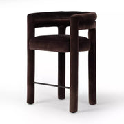Four Hands Tacova Counter Stool ~ Surrey Cocoa Upholstered Velvet Fabric