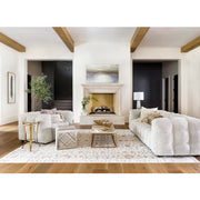 Surya Houston Modern Rustic Hair On Hide Gray, Charcoal & Taupe Patchwork Ottoman HOPF-001