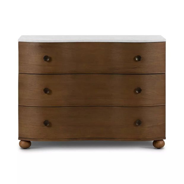 Four Hands Tiago Marble Chest ~ Toasted Oak