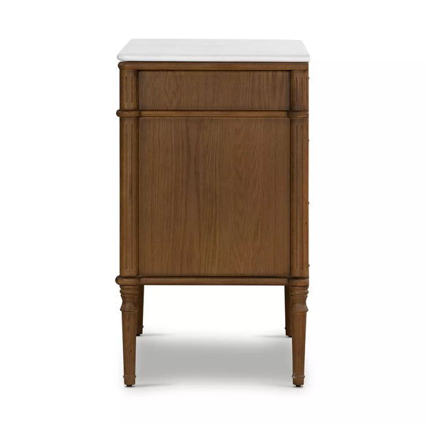 Four Hands Toulouse Chest ~ Toasted Oak with Polished White Marble Top