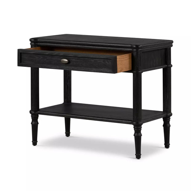 Four Hands Toulouse Nightstand ~ Distressed Black Oak Finish