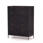Four Hands Trey 5 Drawer Dresser ~ Black Wash Poplar Wood