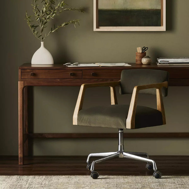 Four Hands Tyler Desk Chair- Modern Loden Velvet Upholstered Fabric