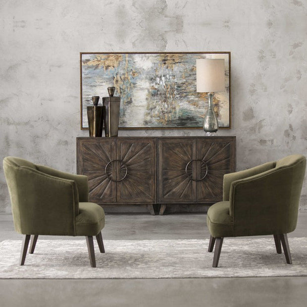 Uttermost Conroy Olive Green Velvet Barrel Back Accent Chair
