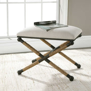 Uttermost Firth Oatmeal Fabric Cushion Seat Rustic Iron Small Bench