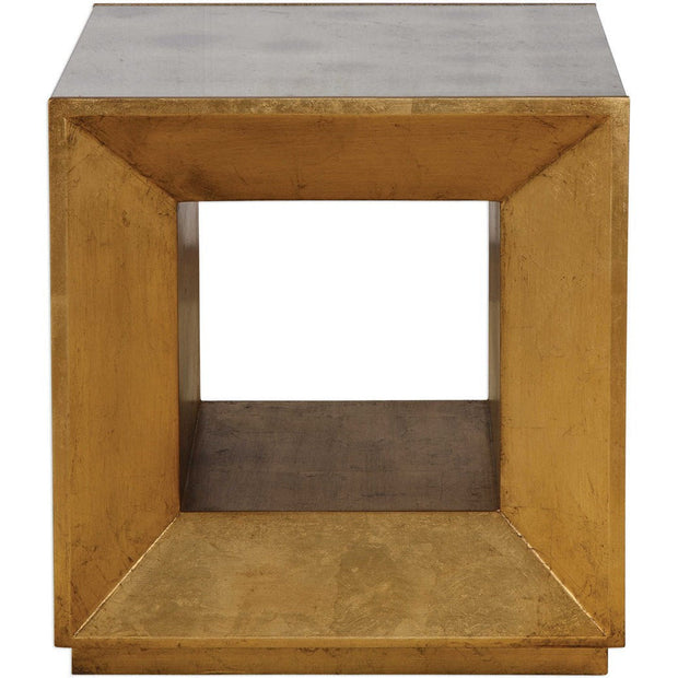Uttermost Flair Antiqued Mirror With Gold Leaf Modern Cube Table