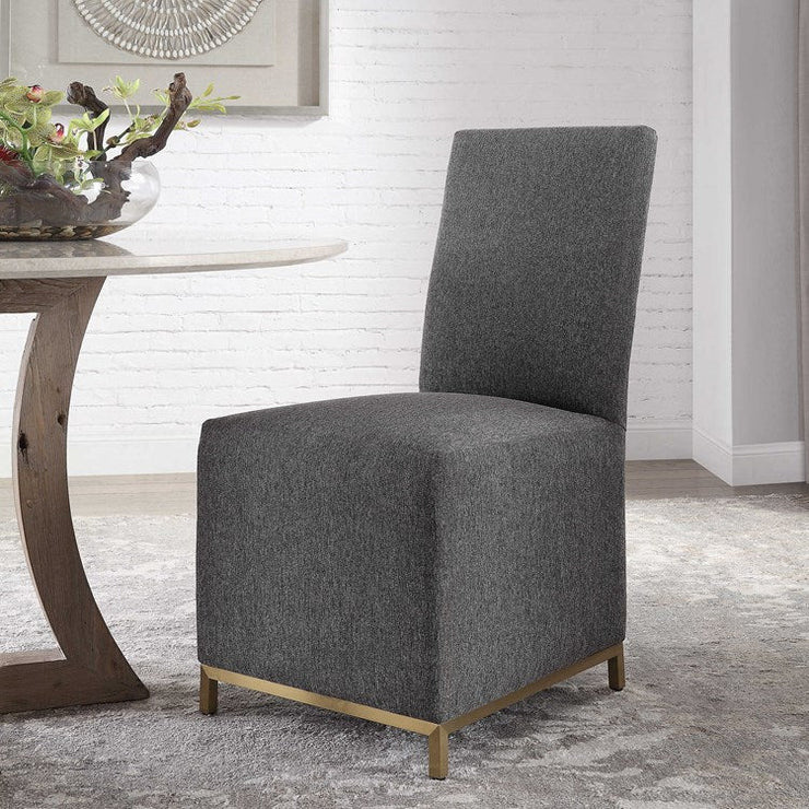 Uttermost Gerard Charcoal Gray Fabric Armless Accent Chairs Set of 2