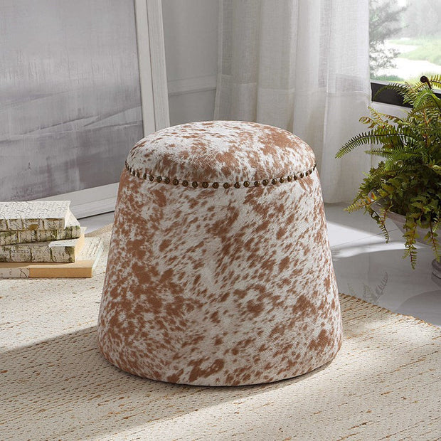 Uttermost Gumdrop Faux Cowhide Round Ottoman
