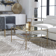 Uttermost Henzler Mirrored Top With Antiqued Gold Iron Coffee Table