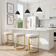 Uttermost Ivanna Off White Linen Performance Fabric Counter Stool With Antiqued Gold Iron Base