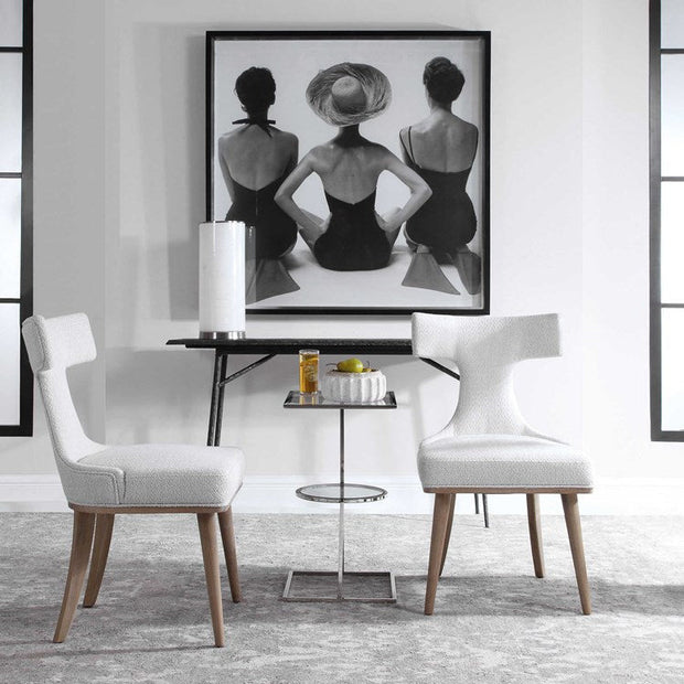 Uttermost Klismos White Performance Fabric Modern Dining Chairs Set of 2