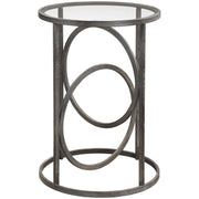 Uttermost Lucien Glass Top With Aged Black Iron Base Modern Accent Table