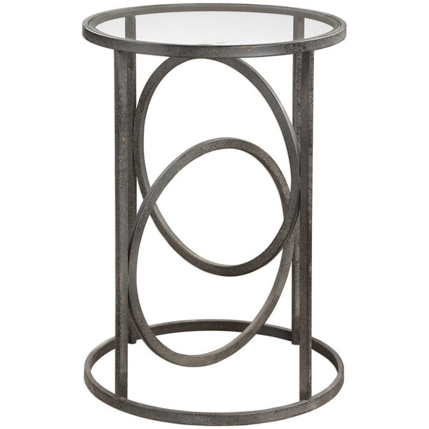 Uttermost Lucien Glass Top With Aged Black Iron Base Modern Accent Table