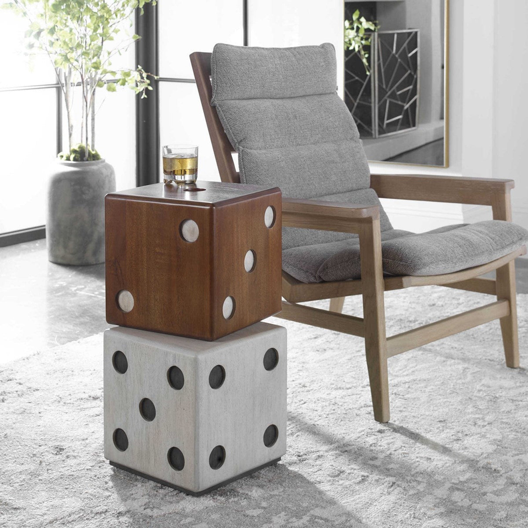 Uttermost Roll The Dice Wood Stacked Dice Game Room Accent Table ...