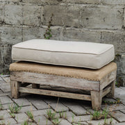 Uttermost Schafer Linen & Burlap With Wood Ottoman