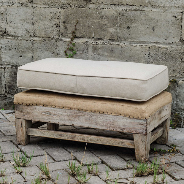 Uttermost Schafer Linen & Burlap With Wood Ottoman