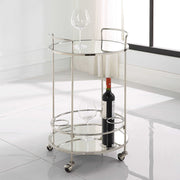 Uttermost Spritz Polished Chrome With Mirrored Shelves Bar Cart