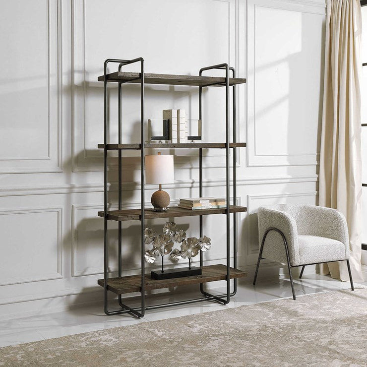 Uttermost Stilo Reclaimed Wood Industrial Style Etagere Bookcase