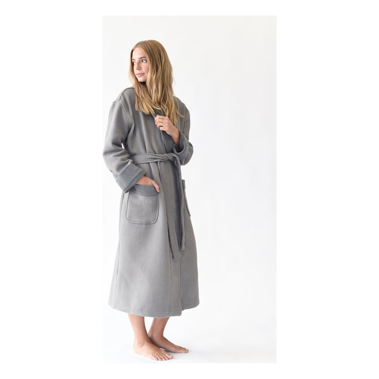 Cozy Earth Waffle Bath Robe Available in Charcoal, White and Light Grey