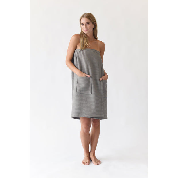 Cozy Earth Waffle Bath Wrap Available in Charcoal, White and Light Grey