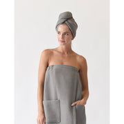 Cozy Earth Waffle Hair Towel Available in Charcoal, White and Light Grey