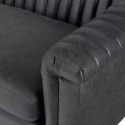 Four Hands Watson Channeled Sofa 92” ~ Palermo Black Top Grain Leather