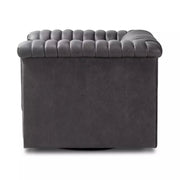 Four Hands Watson Channeled Swivel Chair ~ Palermo Black Top Grain Leather
