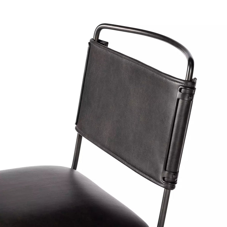 Four Hands Wharton Modern Desk Chair With Casters ~ Distressed Black