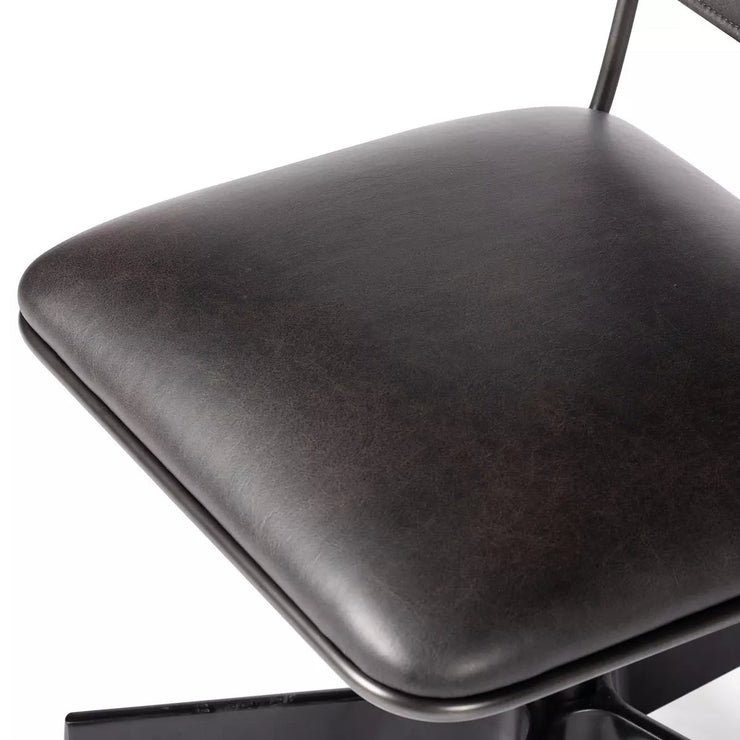 Four Hands Wharton Modern Desk Chair With Casters ~ Distressed Black