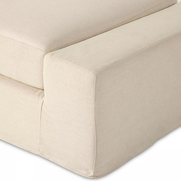 Four Hands Wide Arm Slipcovered Double Accent Bench ~ Brussels Natural Fabric Slipcover
