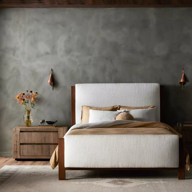 Four Hands Willem Bed ~ Upholstered Headboard and Footboard King Size Bed