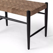 Four Hands Wyatt Woven Leather Bench ~ Coffee Suede