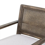 Four Hands Xavier Cane Dining Armchair ~ Antwerp Bone Performance Fabric Cushioned Seat