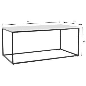 Surya Aryaa Modern White Marble Top With Black Metal Base Coffee Table YAA-001