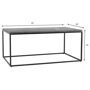 Surya Aryaa Modern Dark Brown Wood Top With Black Metal Base Coffee Table YAA-002
