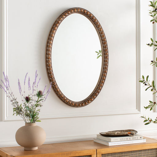 Surya Wall Decor & Mirrors Zohra Modern Oval Wall Mirror Natural Finish ZOH-002