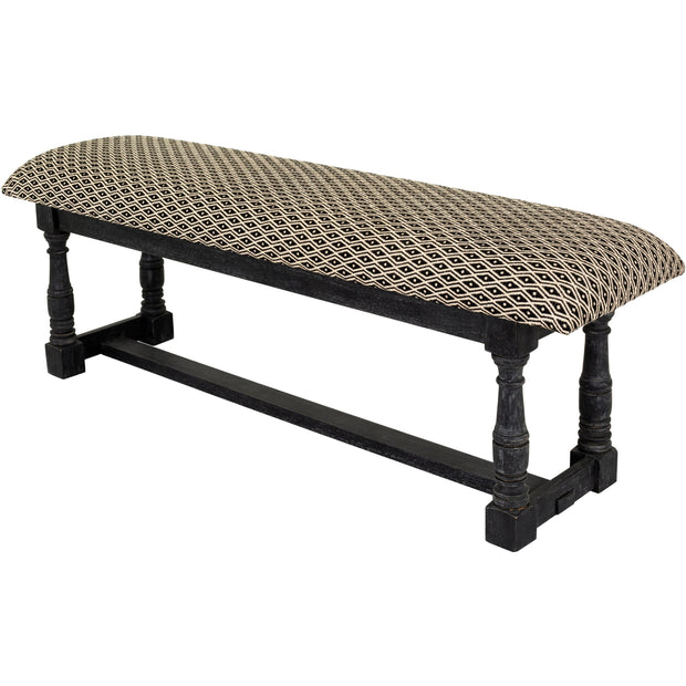 Surya Avalanche Hand Woven Fabric Rustic Modern Bench With Black Wood Base AAV-001