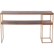 Surya Andrew Modern Dark Brown Wood Top With Gold Metal Base Console Table ADW-001