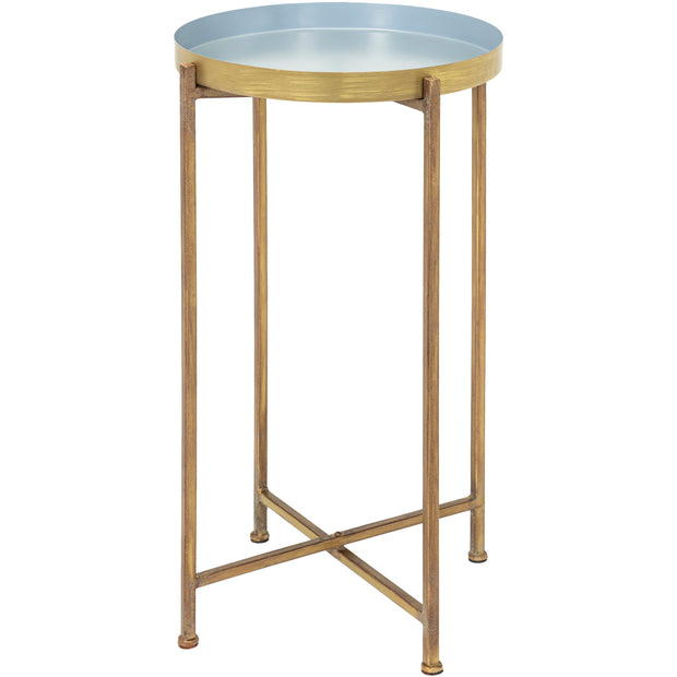 Surya Allenbury Modern Gray Tray Top With Gold Metal Base Round Accent Side Table AEU-001