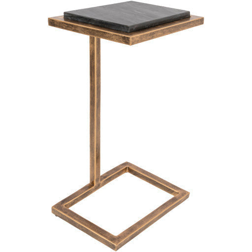 Surya Stone Age Modern Brown Marble Top With Metallic Brass Metal Base Accent Side Table AGE-002