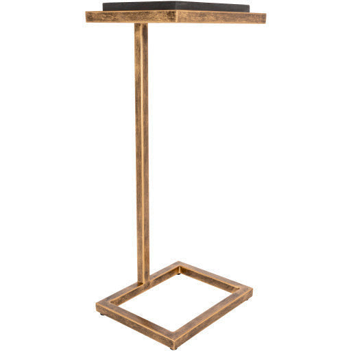 Surya Stone Age Modern Black Marble Top With Gold Metal Base Accent Side Table AGE-003