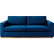 Surya Amherst Modern Square Arm Blue Sofa With Wood Base