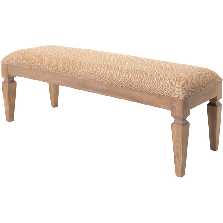 Surya Ansonia Rustic Modern Linen Bench With Natural Wood Base AIA-001