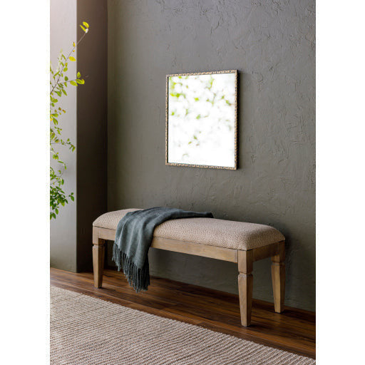 Surya Ansonia Rustic Modern Linen Bench With Natural Wood Base AIA-001