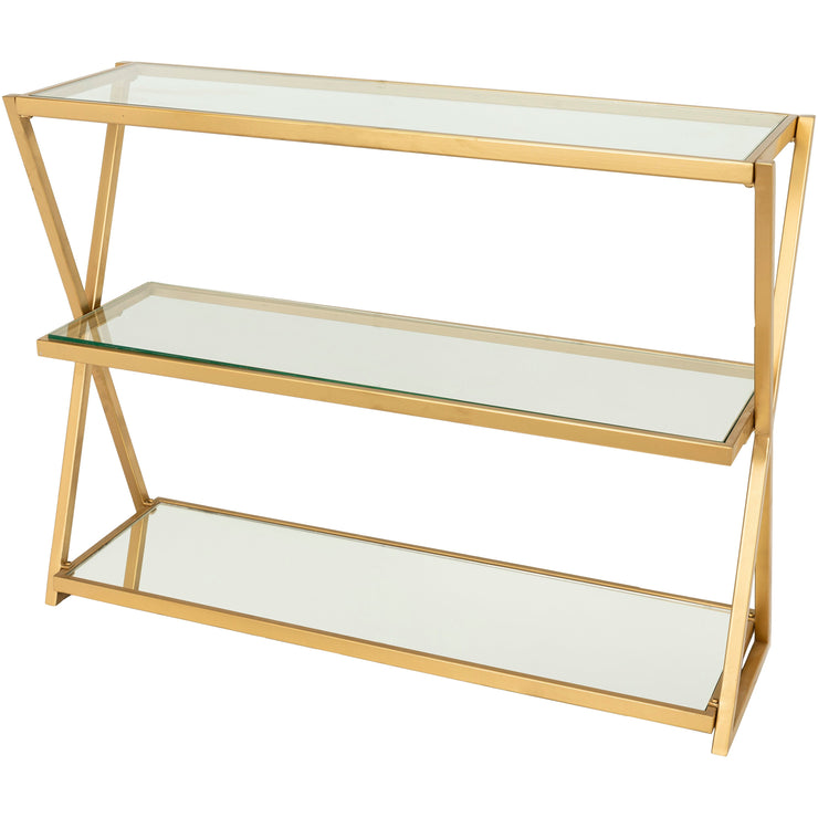 Surya Aliya Modern Glass Top Shelves With Gold Metal Base Console Table ALI-002
