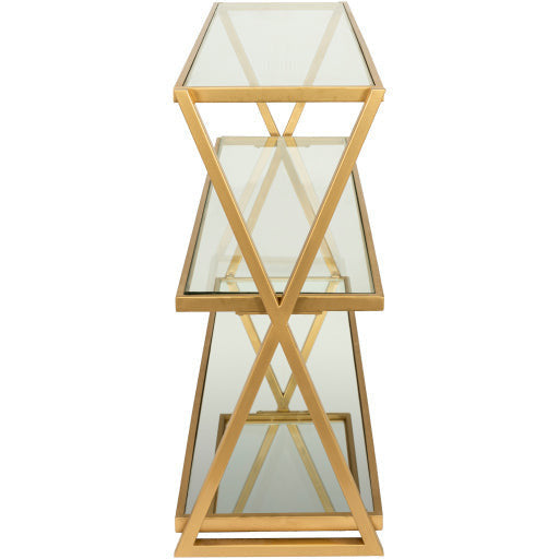 Surya Aliya Modern Glass Top Shelves With Gold Metal Base Console Table ALI-002