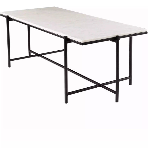 Surya Anaya Modern White Marble Top With Black Metal Base Coffee Table ANA-004