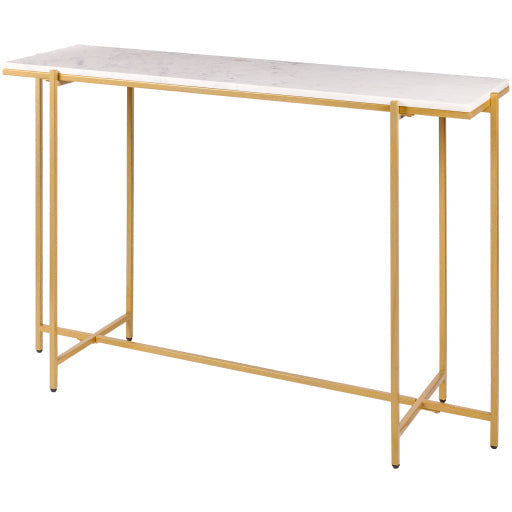 Surya Anaya White Marble Top With Gold Metal Base Console Table ANA-006