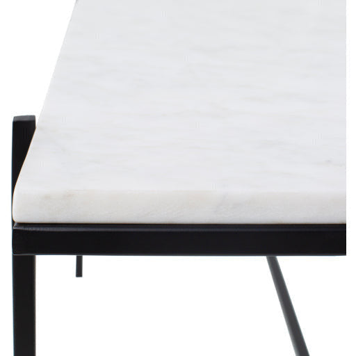 Surya Anaya Modern White Marble Top With Black Metal Base Coffee Table ANA-004